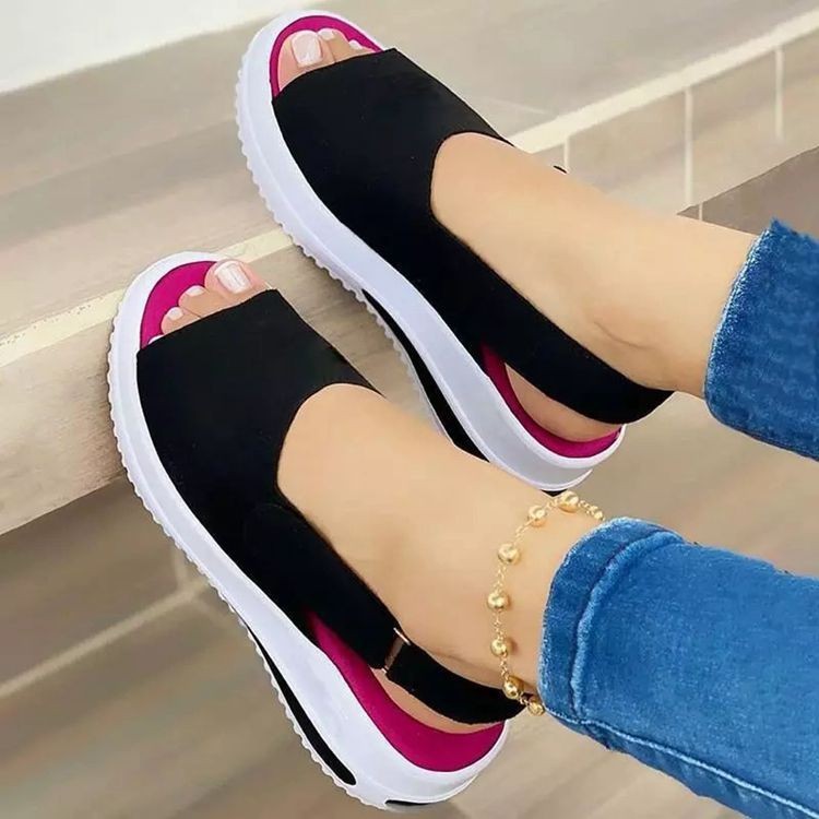 Sandalias Casual de Plataforma para Mujer con Boca de Pez – Zapatos Cómodos con Velcro