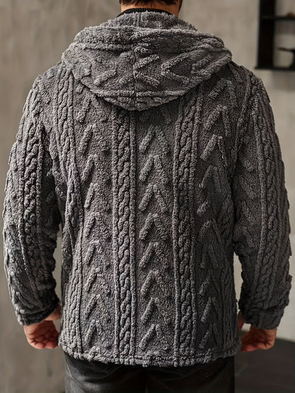 Veste à Capuche Polaire Douillette Homme – Cardigan Boutonné Hiver