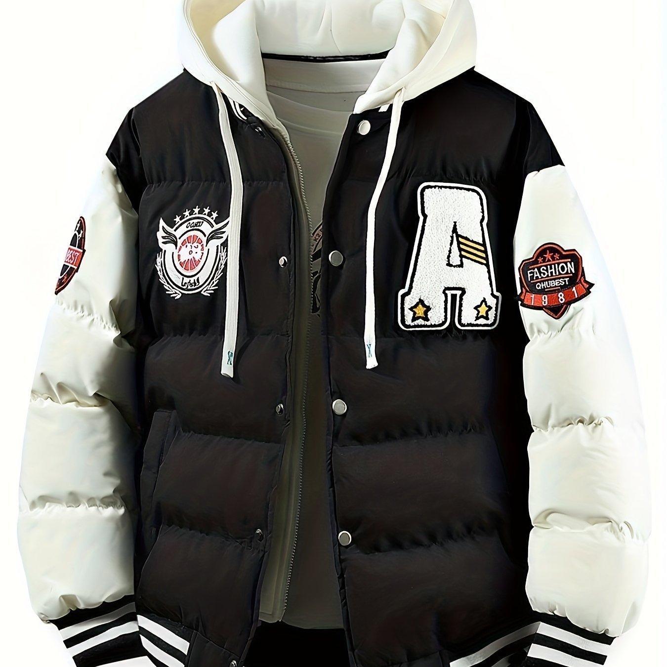 Loom & Soul Men’s Retro Hooded Baseball Jacket – Warm Color-Block Outerwear