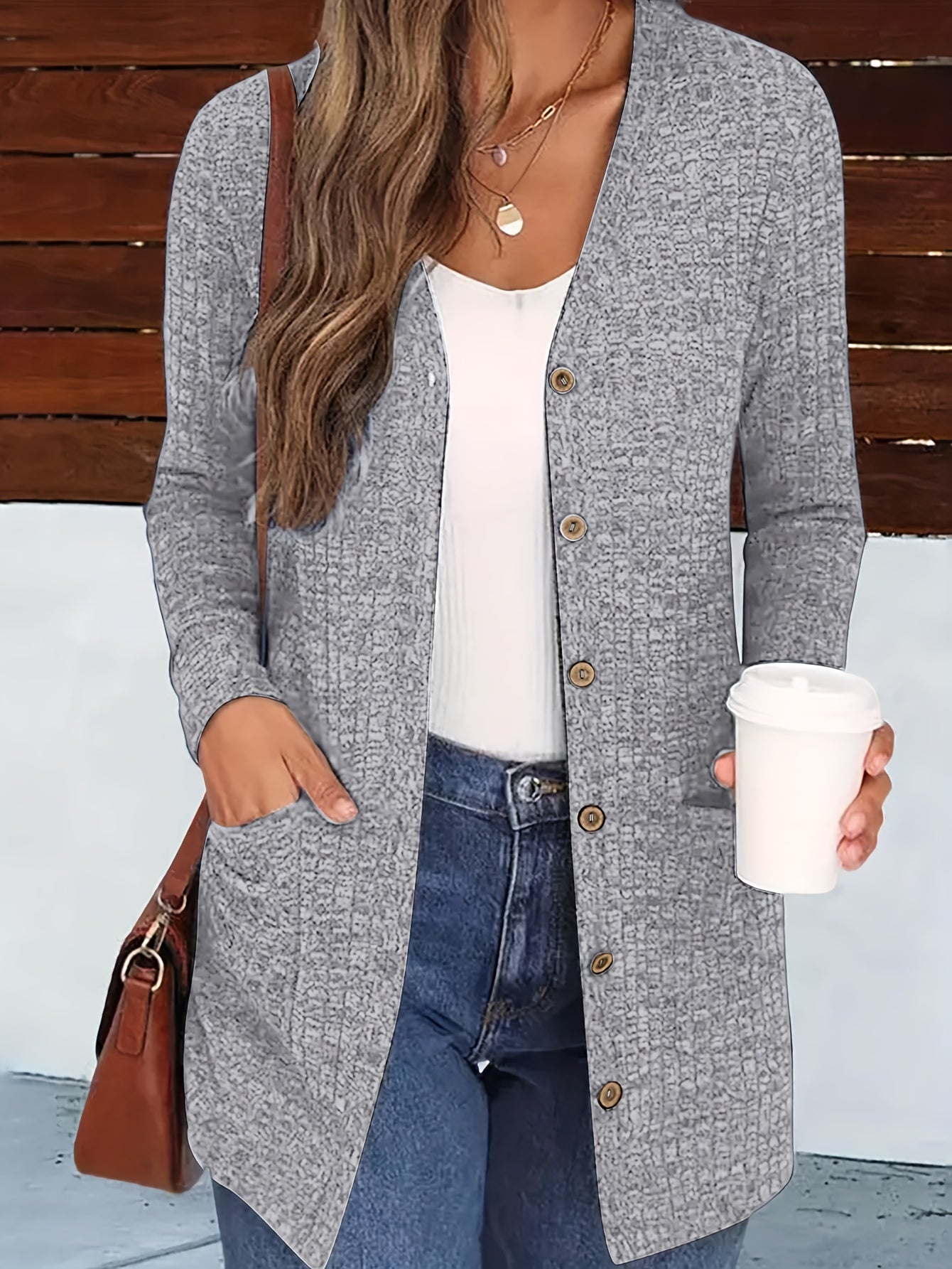 Women’s Elegant V-Neck Cardigan – Cozy Button-Up Fall Sweater