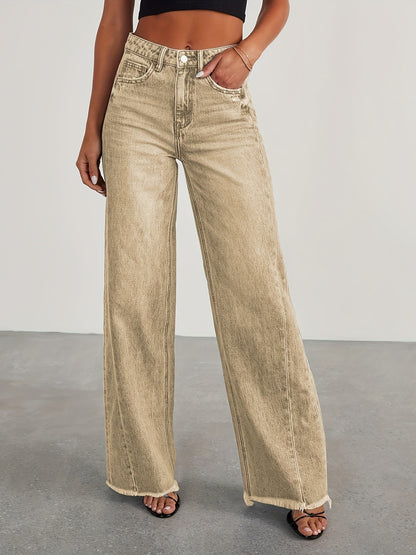 Women’s High-Waist Wide-Leg Jeans – Casual Stretch Baggy Denim