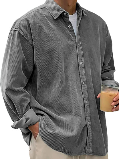 Veste-chemise en velours côtelé pour homme – Manteau décontracté coupe ample pour l'automne