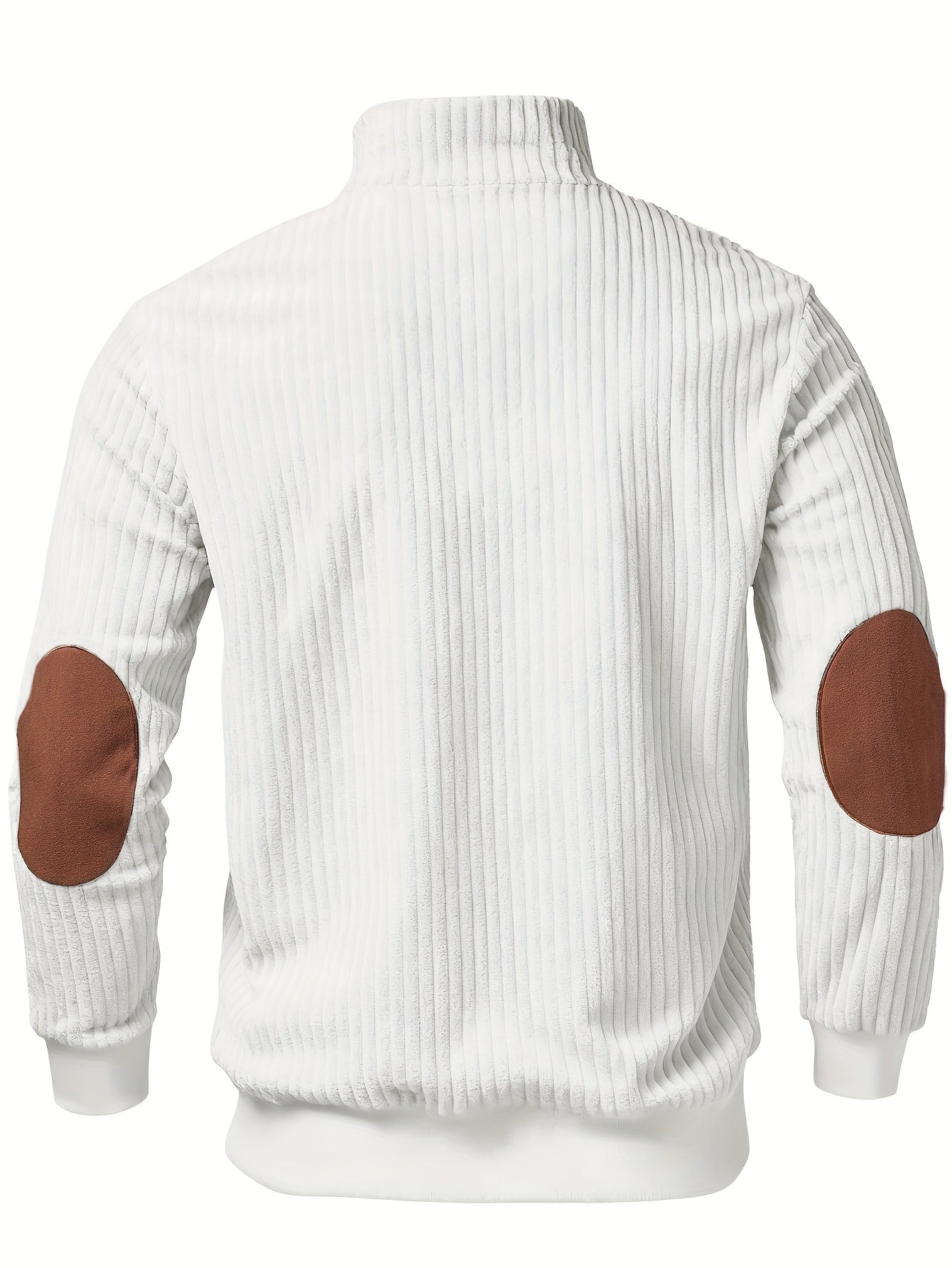 Men’s Stand Collar Half-Zip Pullover – Warm Ribbed Retro Sweatshirt