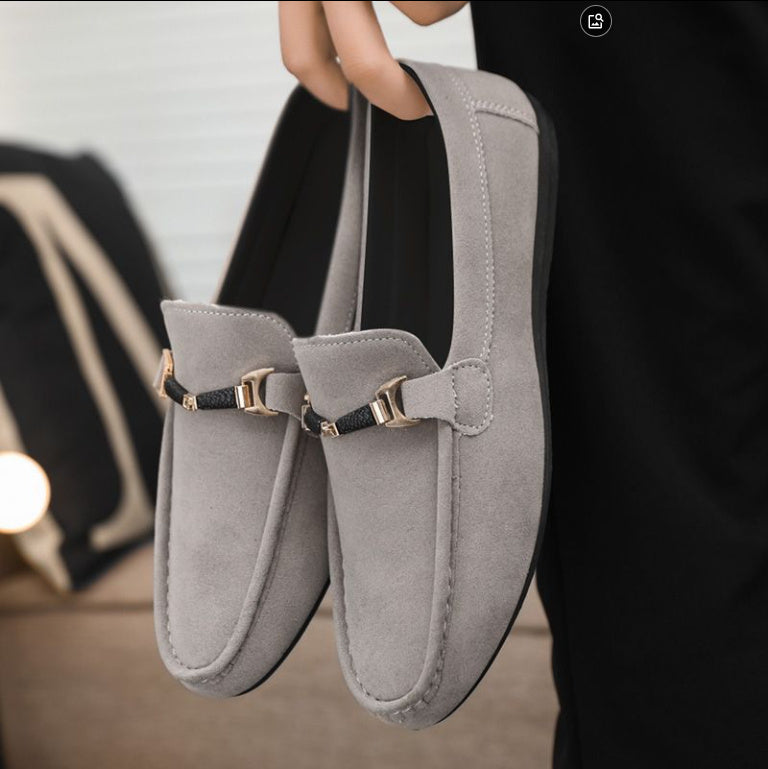 Loom & Soul™ Men’s Korean Canvas Peas Shoes – Lightweight Breathable Slip-On Casual Loafers with Striped Design