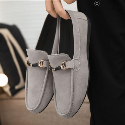 Loom & Soul™ Men’s Korean Canvas Peas Shoes – Lightweight Breathable Slip-On Casual Loafers with Striped Design