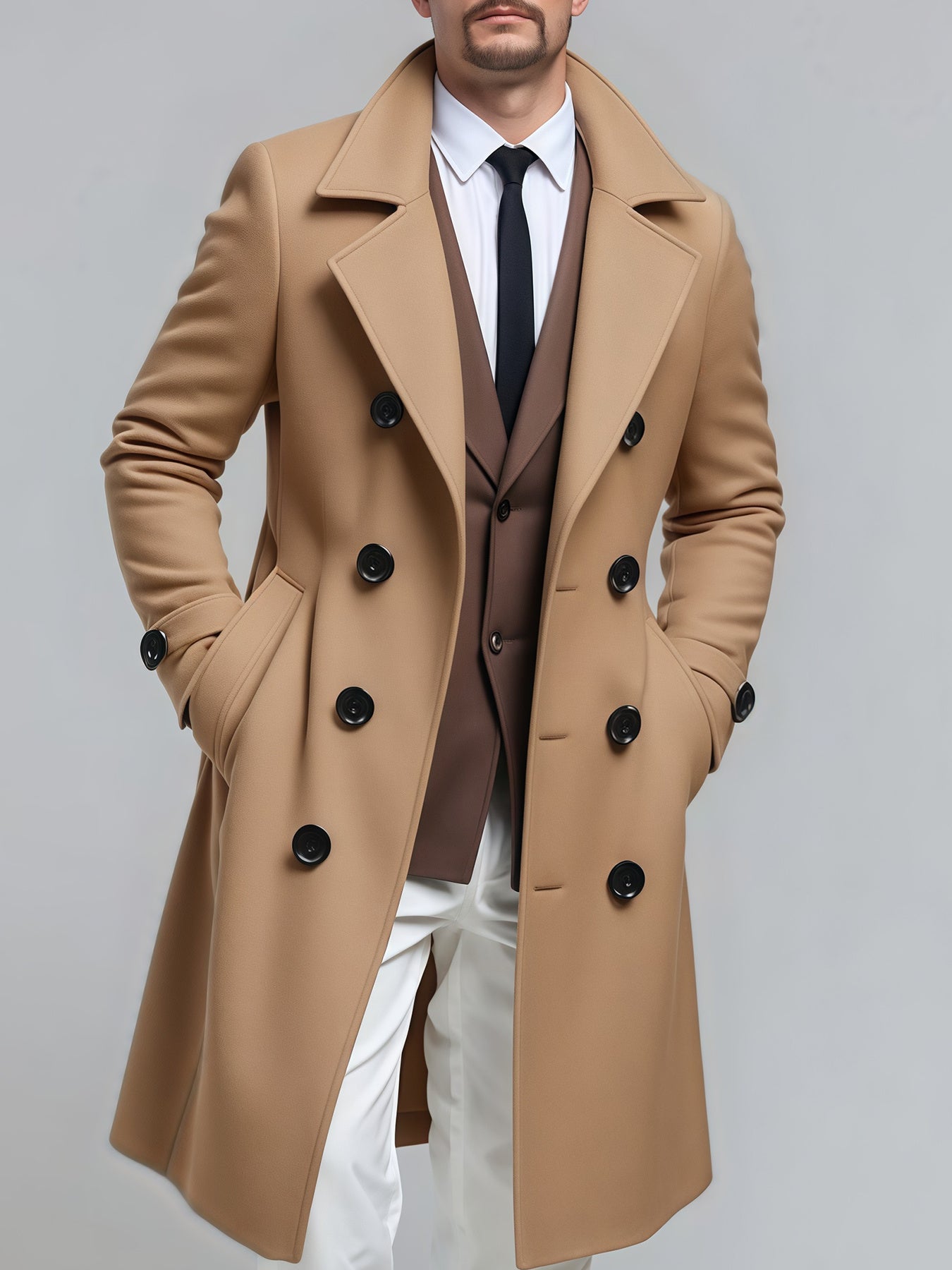 Veste mi-longue 3-en-1 pour homme – Manteau croisé