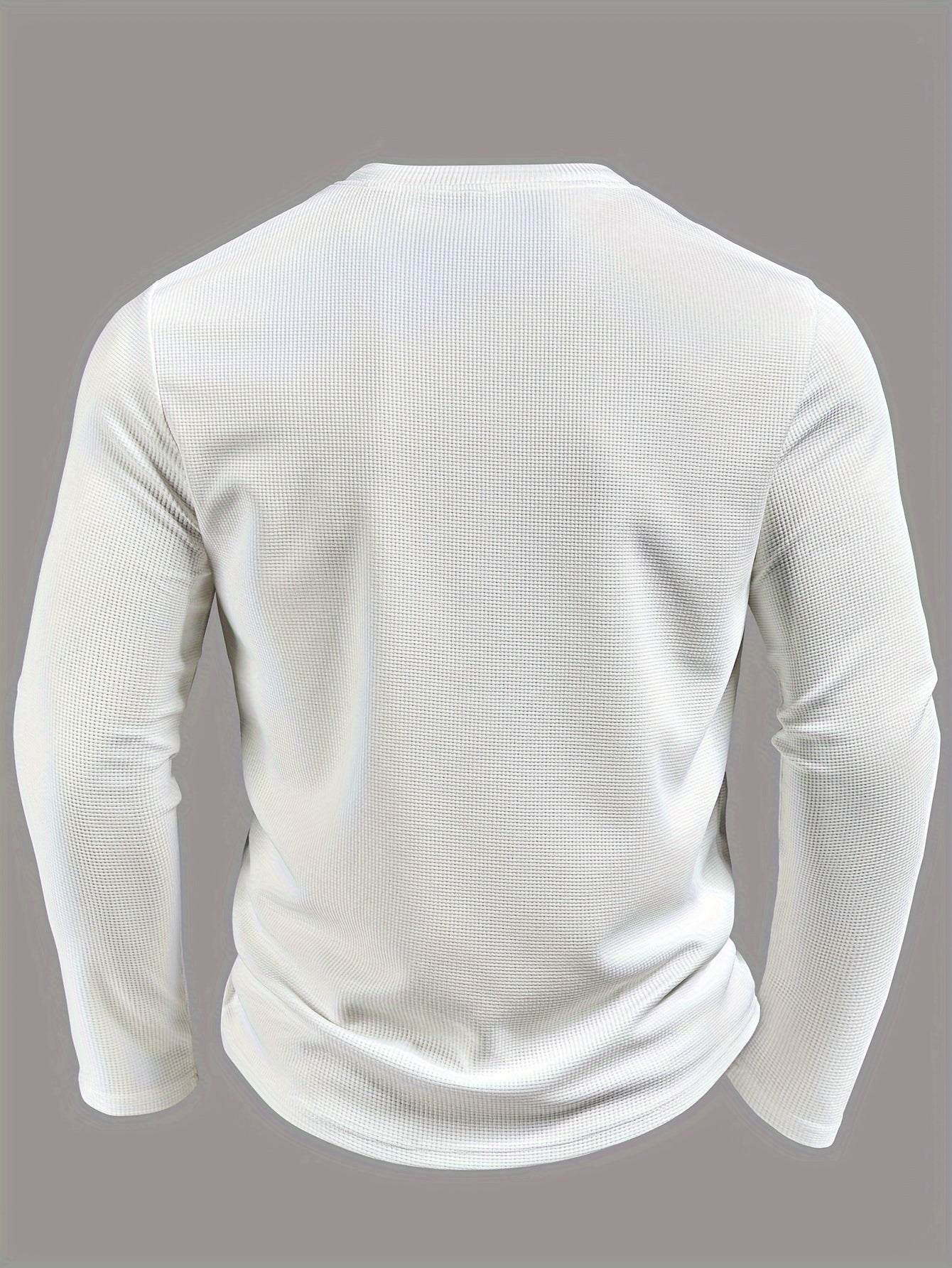 Men’s Waffle-Knit Henley Shirt – Long Sleeve Contrast Casual Top