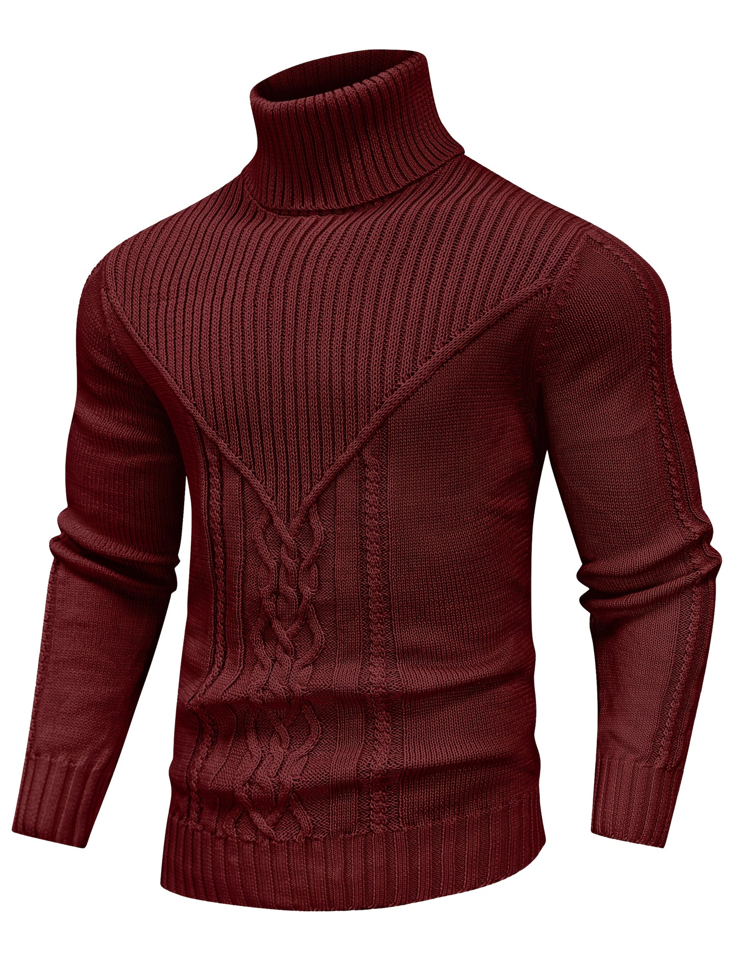 Suéter de cuello alto trenzado vintage para hombre – Jersey de punto clásico