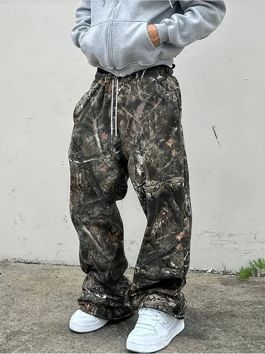 Men’s Camouflage Sports Pants – Loose-Fit Outdoor Straight-Leg Trousers