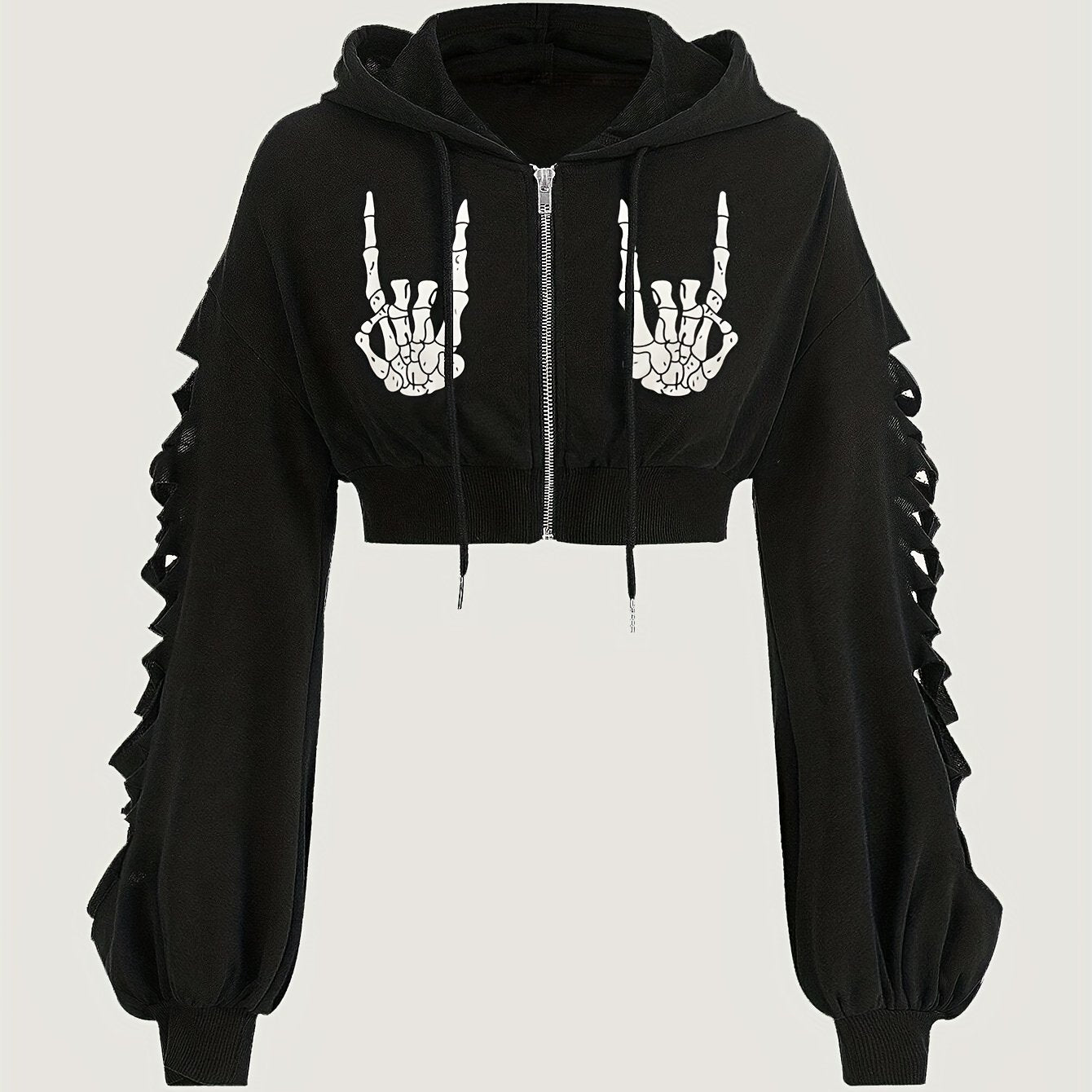 Skull Hoodie – Women's Street Style Ripped Pullover