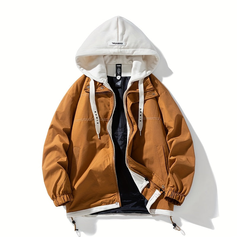 Loom & Soul Men’s Color Block Zip Jacket – Lightweight Hooded Windbreaker