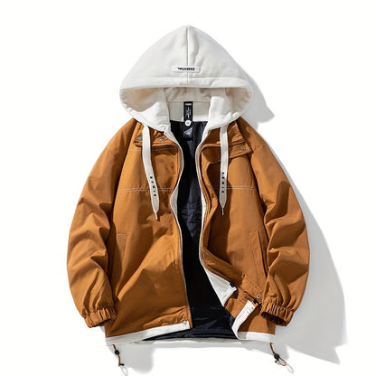 Loom & Soul Men’s Color Block Zip Jacket – Lightweight Hooded Windbreaker