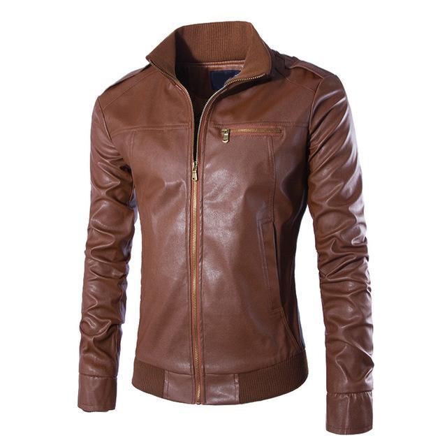 Loom & Soul™ Men’s Motorcycle PU Leather Jacket – Classic Biker Style with Soft Polyester Lining