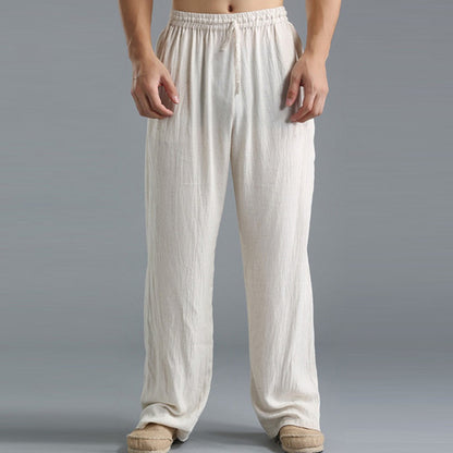 Pantalon en lin respirant pour homme – Pantalon de sport décontracté coupe ample