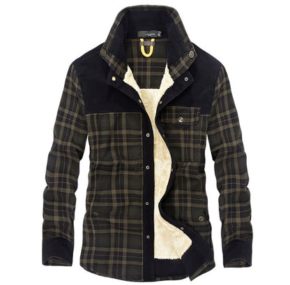 Loom & Soul™ Men’s Winter Plaid Jacket – Thick Cotton Fleece-Lined Military Coat for Warmth & Classic Style