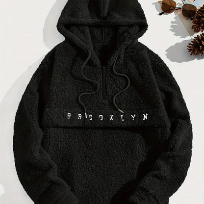 Men’s Plush Fleece Hoodie – Half-Zip “Brooklyn” Winter Pullover