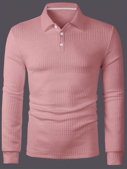 Men’s Summer Jacquard Lapel Shirt – Slim Fit Short Sleeve Polo