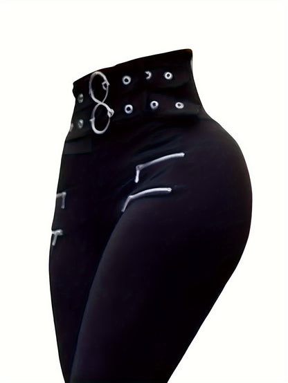 Women’s High-Waist Zipper Slim-Fit Pants – Stretch Dress Pants