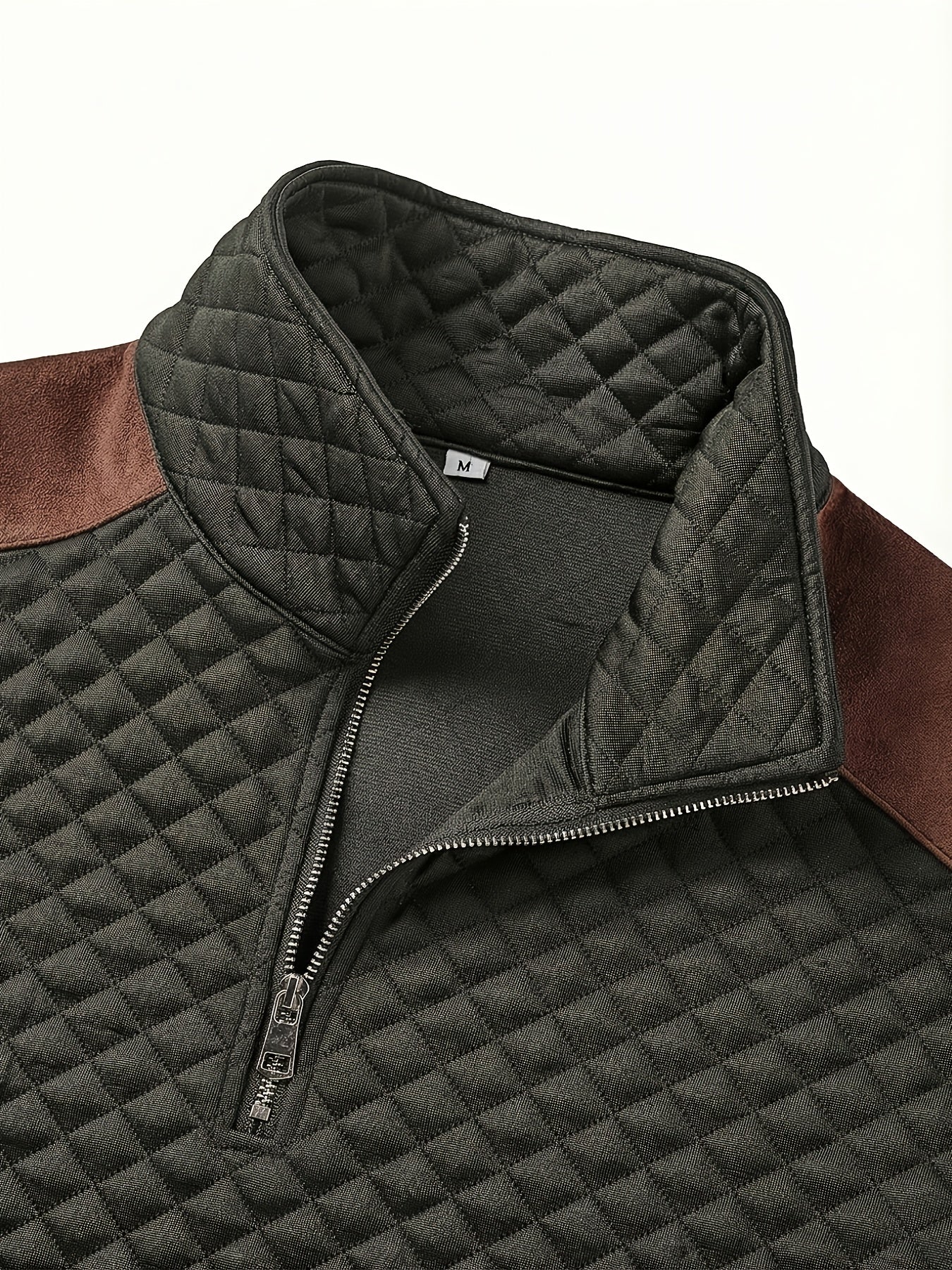 Henley zippé en maille diamant pour homme – Pull texturé color block