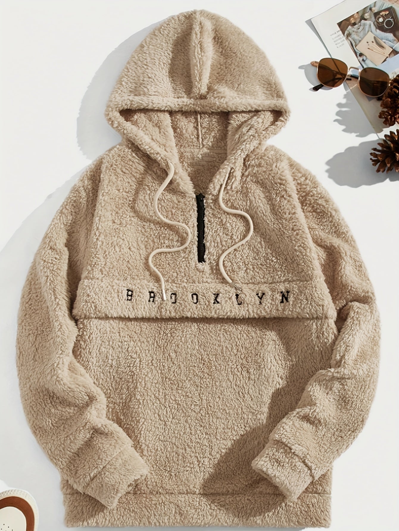 Men’s Plush Fleece Hoodie – Half-Zip “Brooklyn” Winter Pullover