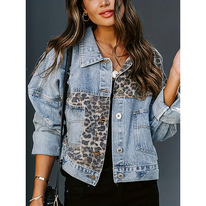 Chaqueta de mezclilla corta y desgastada para mujer – Cierre de botones, estilo urbano