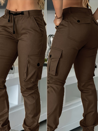 Women’s High-Waisted Cargo Pants – Elegant All-Season Work Trousers