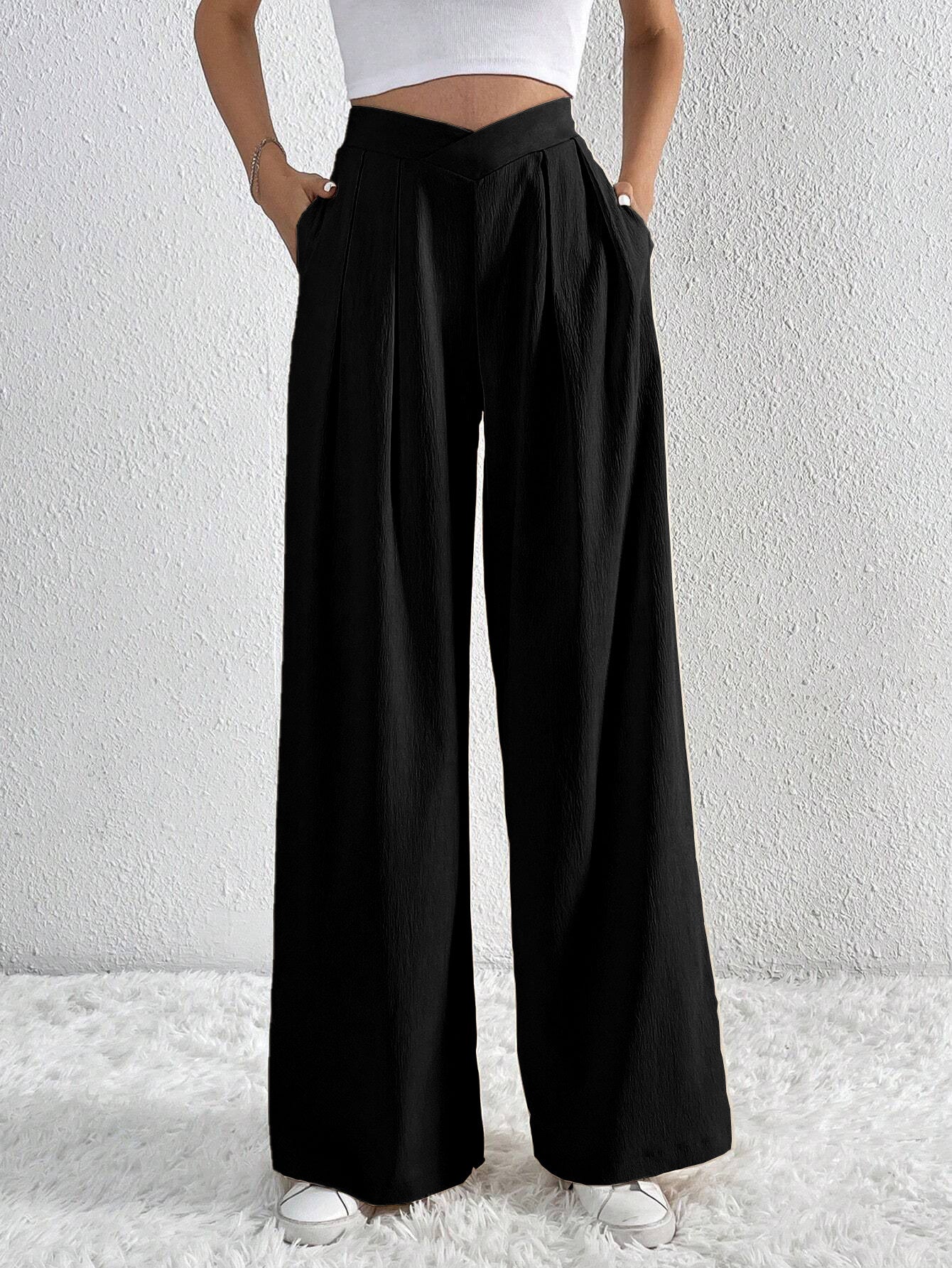 Loom & Soul™ Pleated Wide-Leg Pants – Women’s Solid Color Loose Trousers for Effortless Summer Style