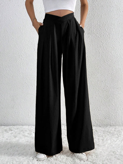 Loom & Soul™ Pleated Wide-Leg Pants – Women’s Solid Color Loose Trousers for Effortless Summer Style