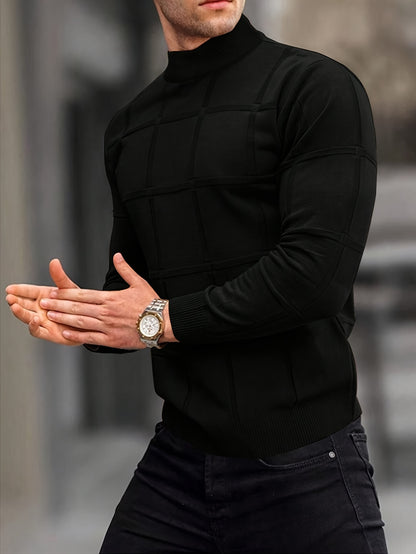Chandail en maille à col montant en coton pour hommes – Chandail en tricot haut de gamme