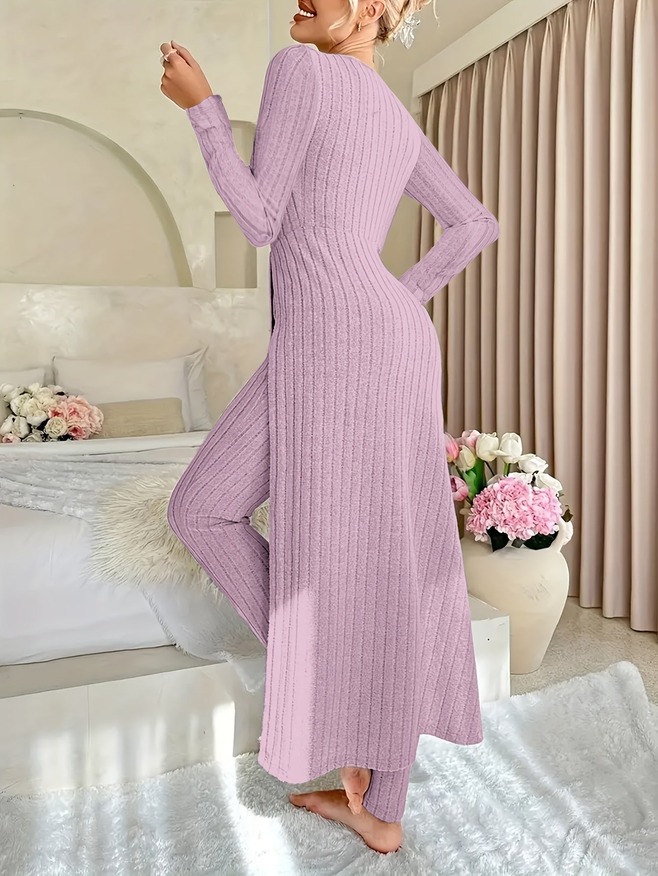 Plaid Two-Piece Set – Long Sleeve Top & Matching Pants for All Seasons