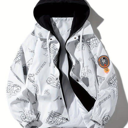 Loom & Soul Men’s Cartoon Print Zip Hoodie – Youth Streetwear Jacket