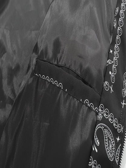 Men’s Paisley Bomber Jacket – Vintage Stand Collar Casual Outerwear