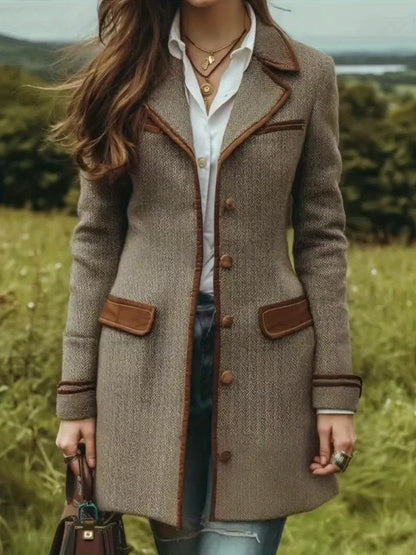 Abrigo espigado marrón – Chaqueta elegante con cinturón de largo medio