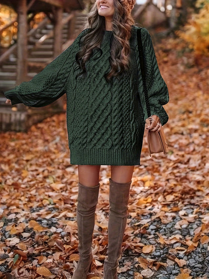 Women’s Vika Sweater – Loose Midi Knit Crewneck Pullover