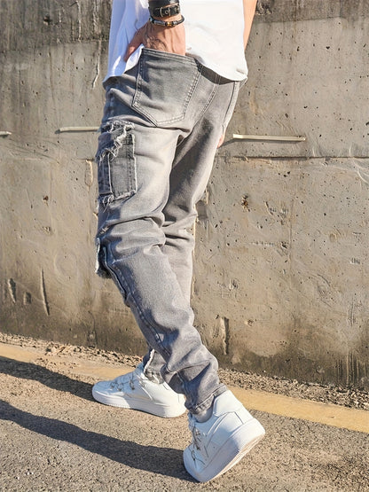 Jean cargo slim pour homme – Denim multipoche style streetwear