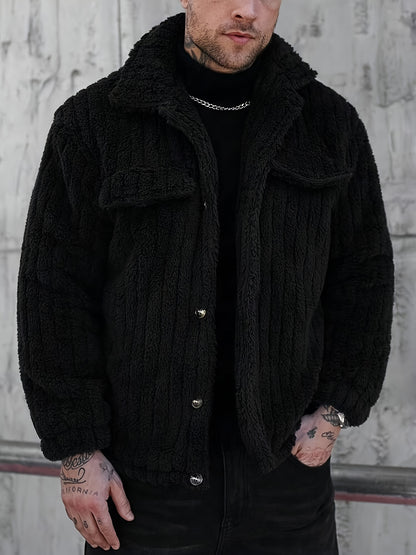 Veste Boutonnée en Flanelle pour Homme – Manteau Décontracté d'Hiver à Revers