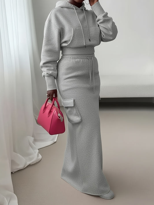 Hooded 2-Piece Dress Set – Long Utility Street Style