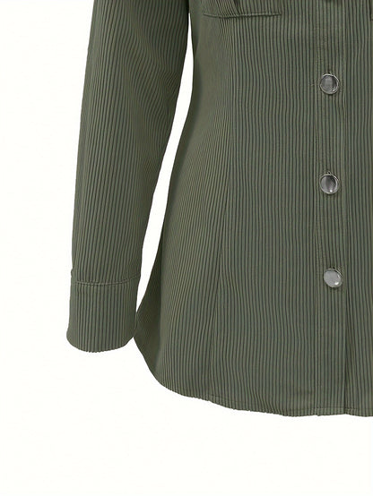 Women’s Mustard Corduroy Jacket – Elegant Button-Up with Pockets