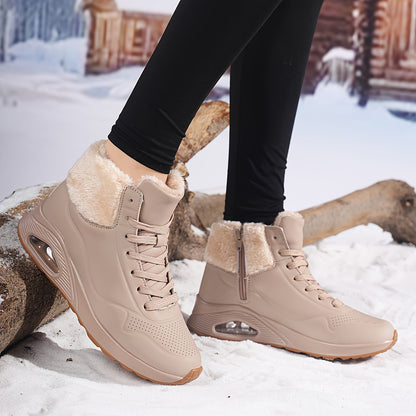 Women’s Fleece-Lined Mid-Calf Snow Boots – Air Cushion Warm Winter Shoes