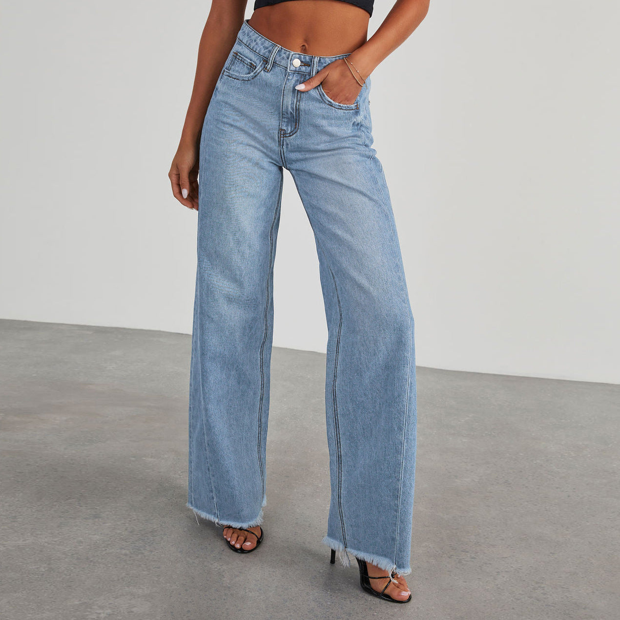 Loom & Soul™ High-Waist Straight Jeans – Women’s Slim Fit Wide-Leg Denim Pants