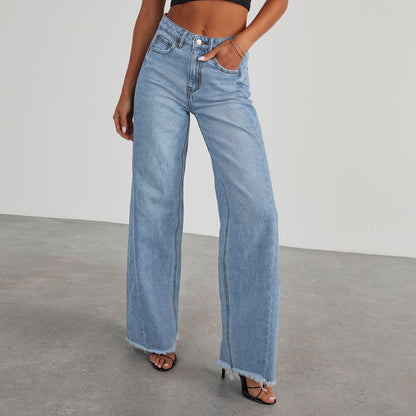 Loom & Soul™ High-Waist Straight Jeans – Women’s Slim Fit Wide-Leg Denim Pants
