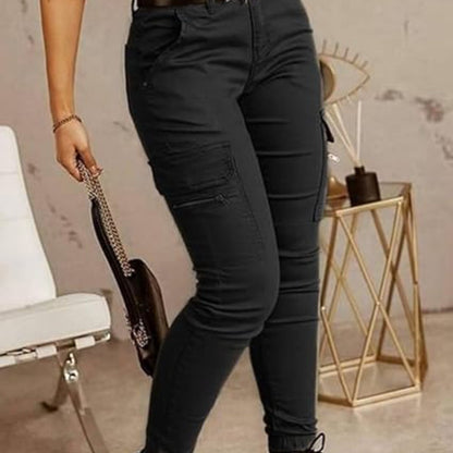 Jean Jogger Cargo Skinny Femme – Pantalon Slim Stretch Utilitaires