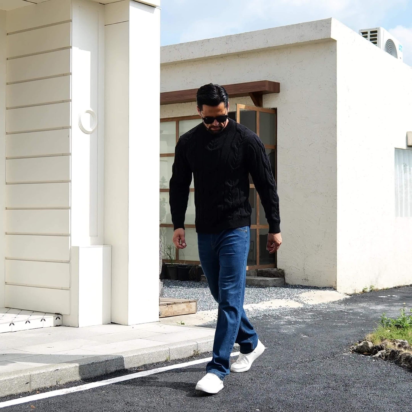 Men’s Striped Knit Sweater – Soft Crewneck Ribbed Trim Pullover