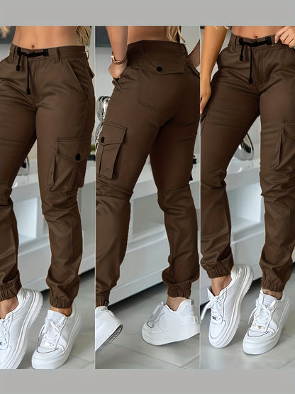 Women’s High-Waisted Cargo Pants – Elegant All-Season Work Trousers