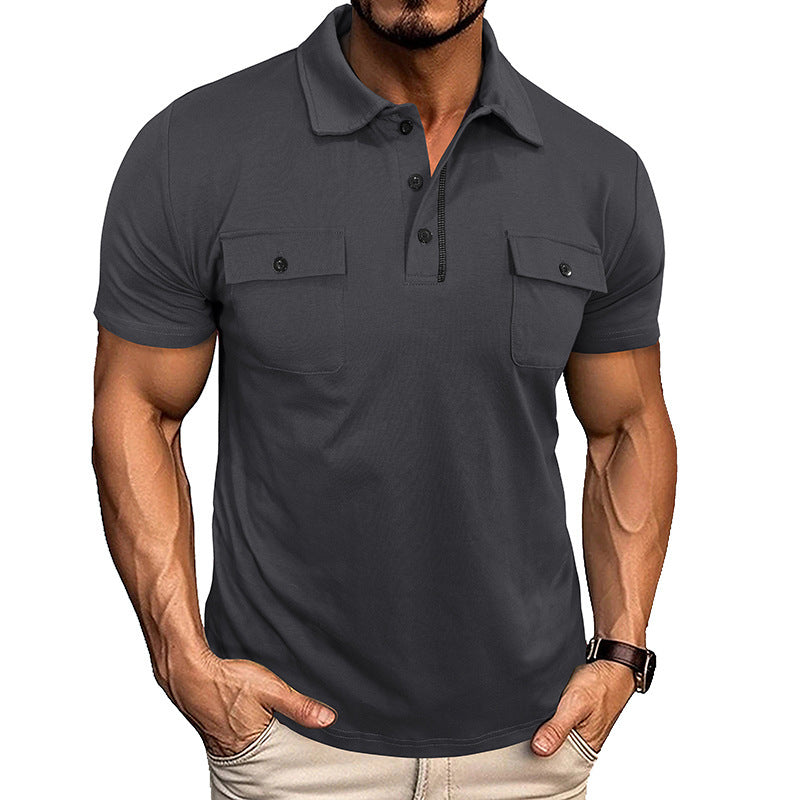 Loom & Soul™ Men’s Summer Polo Shirt – Short Sleeve Lapel Top with Chest Pocket