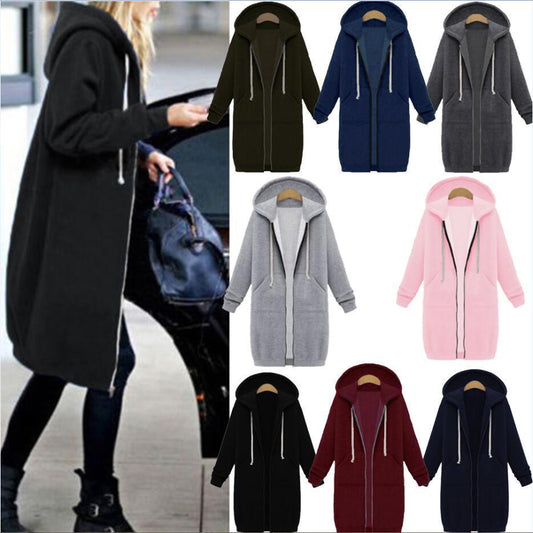 Loom & Soul Women’s Hooded Fleece Jacket – Long Zipper Coat with Soft Lining, Casual Warm Outerwear