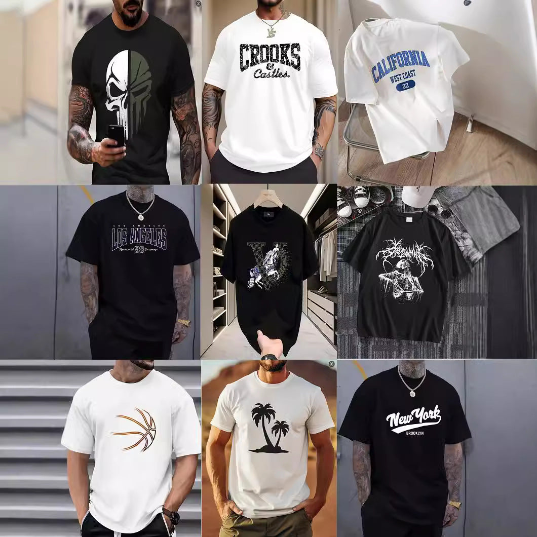 T-shirt rétro en coton pour homme – Tee-shirt décontracté à manches courtes