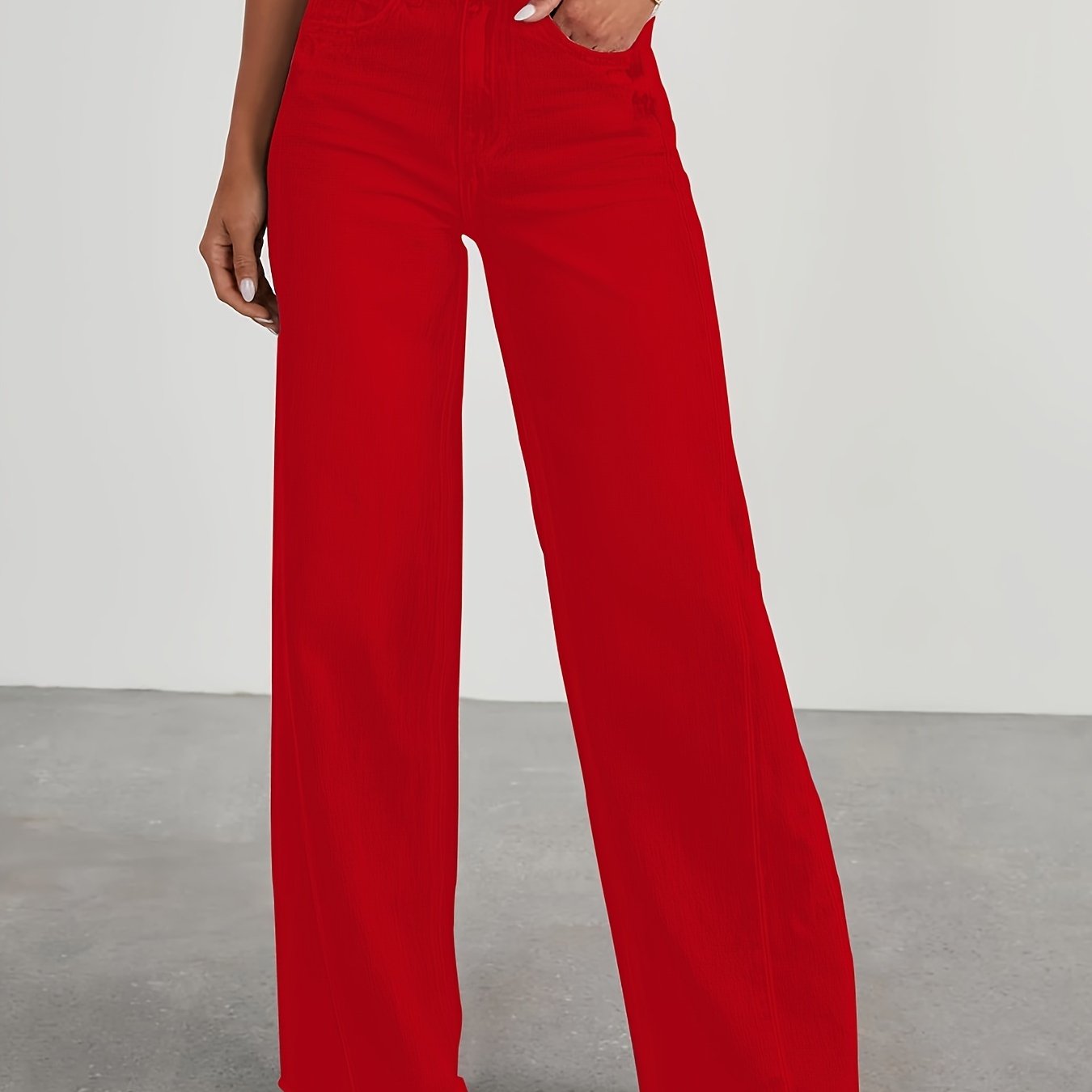 Women’s High-Waist Wide-Leg Jeans – Casual Stretch Baggy Denim