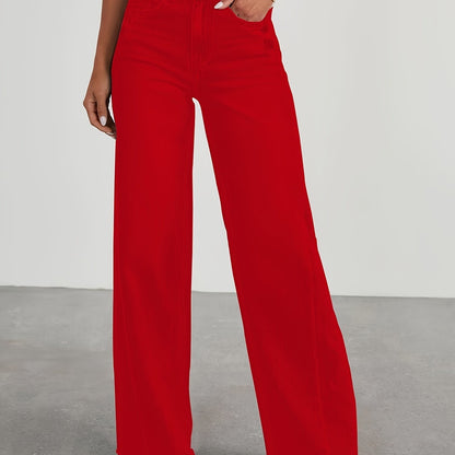 Women’s High-Waist Wide-Leg Jeans – Casual Stretch Baggy Denim