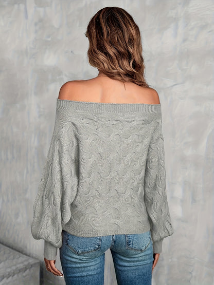 Women’s Off-Shoulder Batwing Sweater – Relaxed All-Season Knit